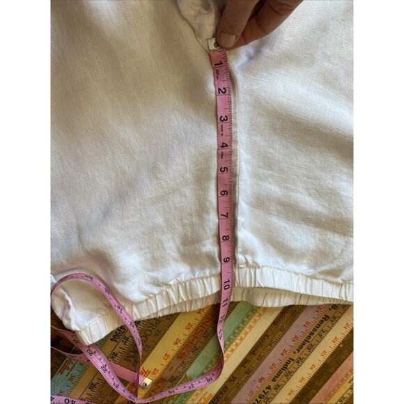 Hot Cotton M 100% Linen White Wide Leg Elastic Waist Pull On Pants Lagenlook - Picture 10 of 13